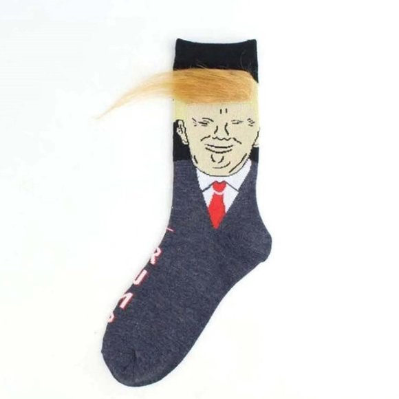 Donald Trump Funny Navy Blue Socks 3D Hair - Picture 4 of 5